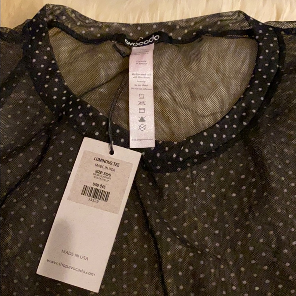 Luminous polka dots mesh see through flowy top